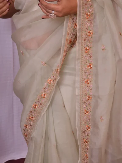 Saree Organza Light Pista Green