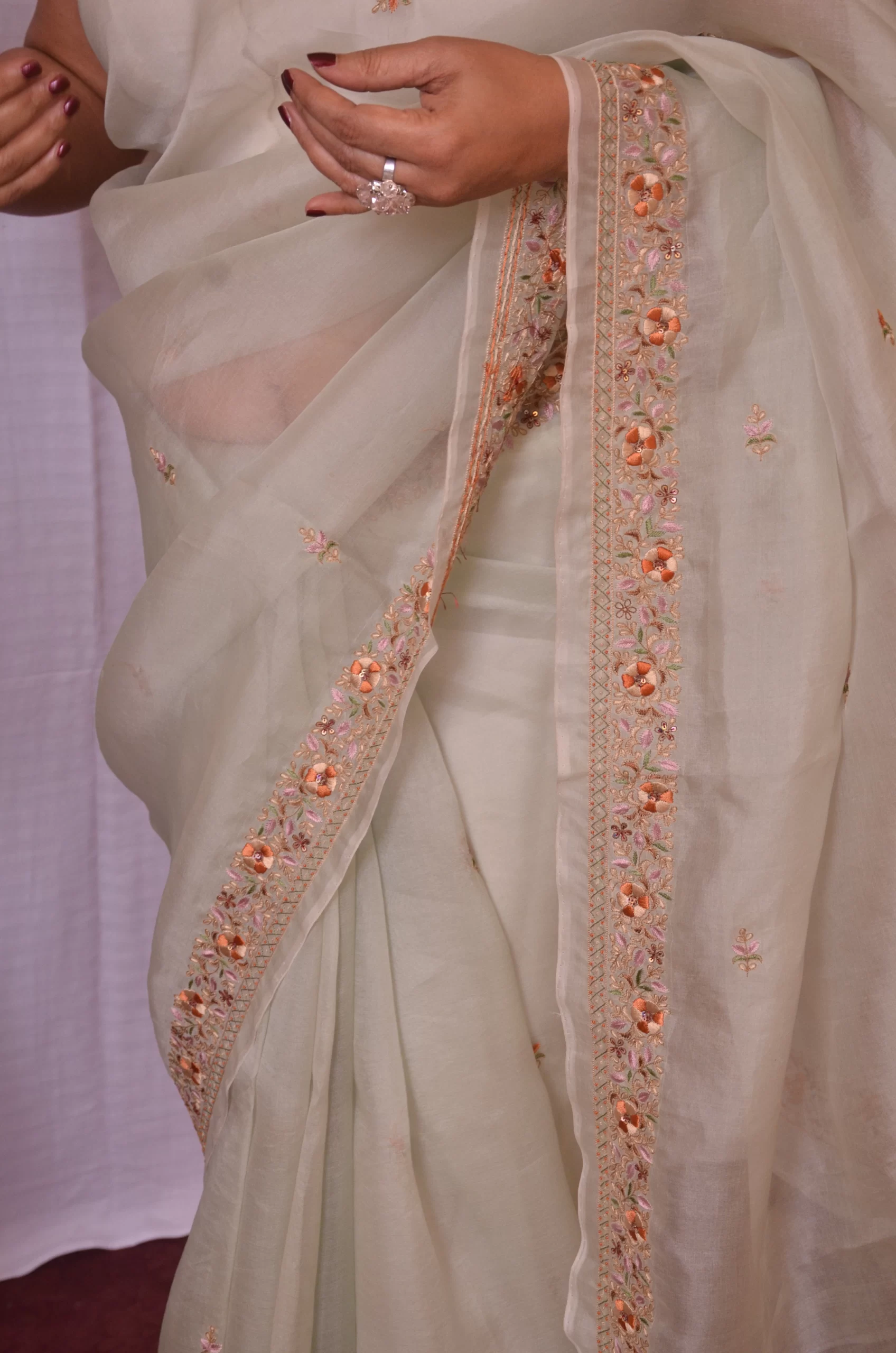 Saree Organza Light Pista Green