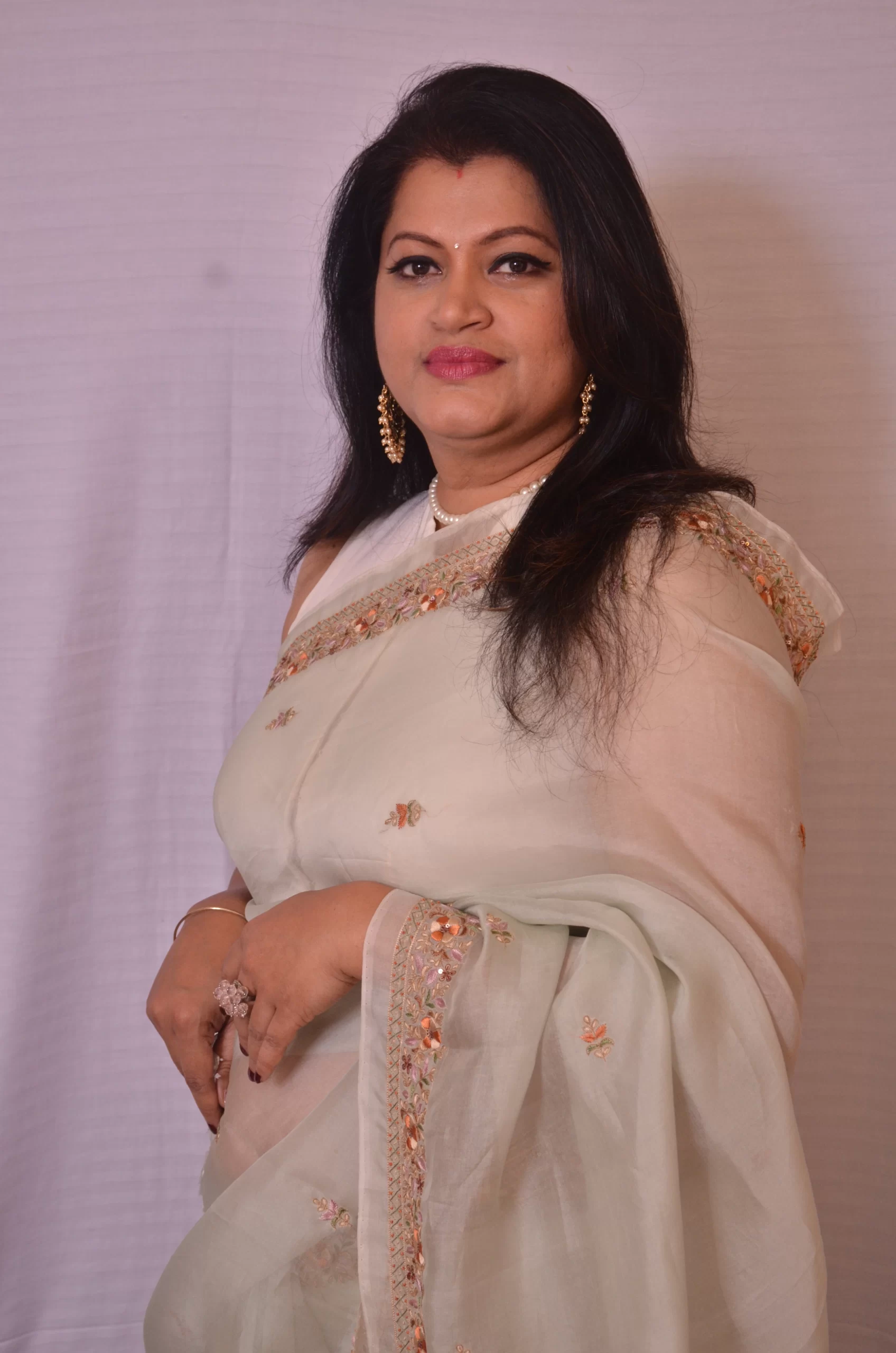 Saree Organza Light Pista Green - Image 3