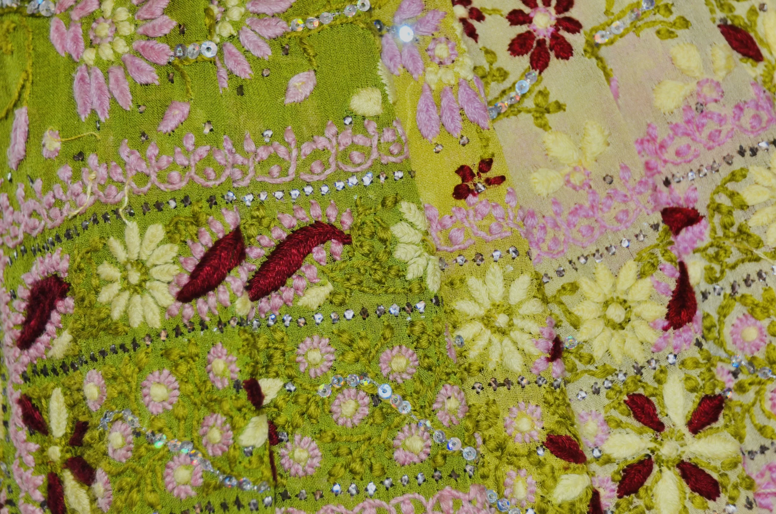 Saree Georgette Lemon Yellow & Green - Image 3