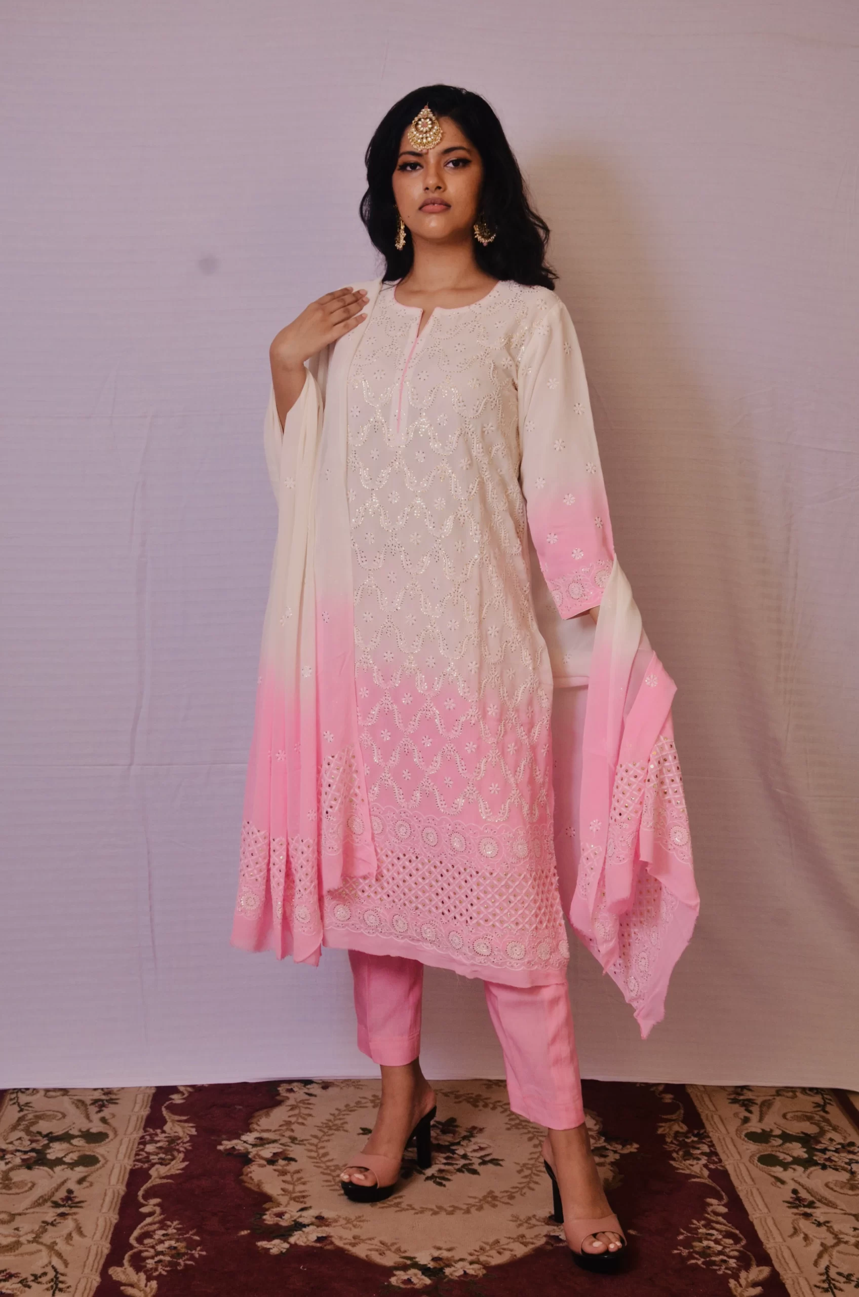 Stitched Suit Cream & Light Pink shade - Image 6