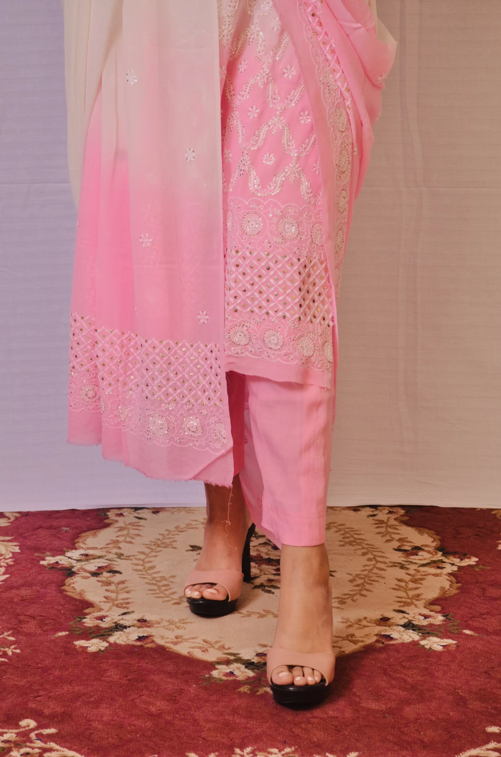 Stitched Suit Cream & Light Pink shade - Image 5