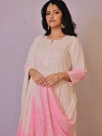 Stitched Suit Cream & Light Pink shade