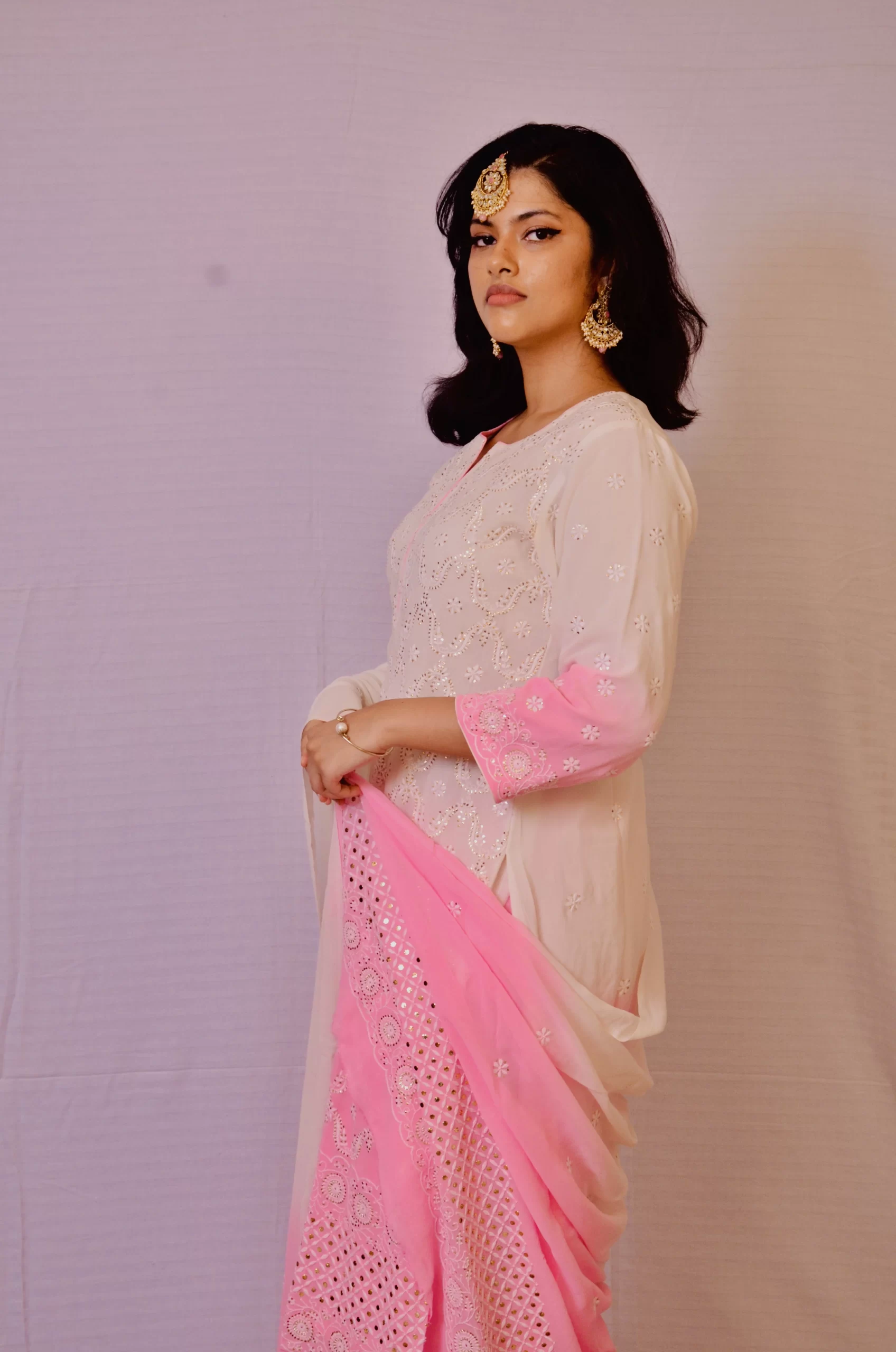 Stitched Suit Cream & Light Pink shade - Image 2