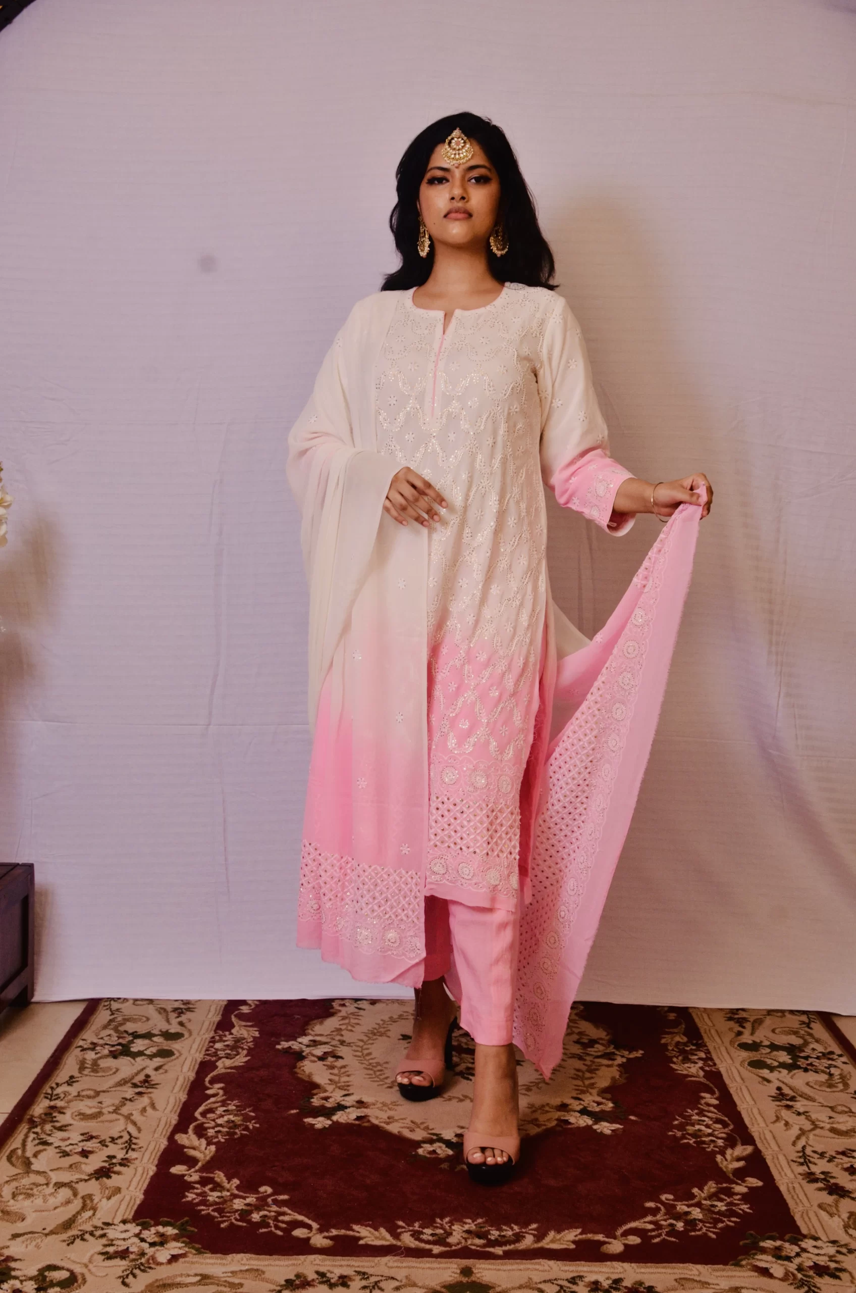 Stitched Suit Cream & Light Pink shade - Image 3