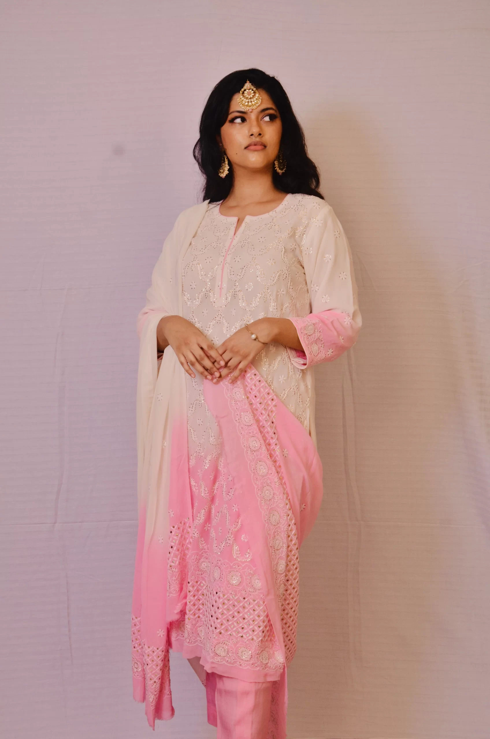 Stitched Suit Cream & Light Pink shade - Image 4