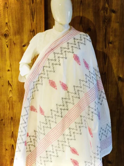 Dupatta Georgette White & Pink