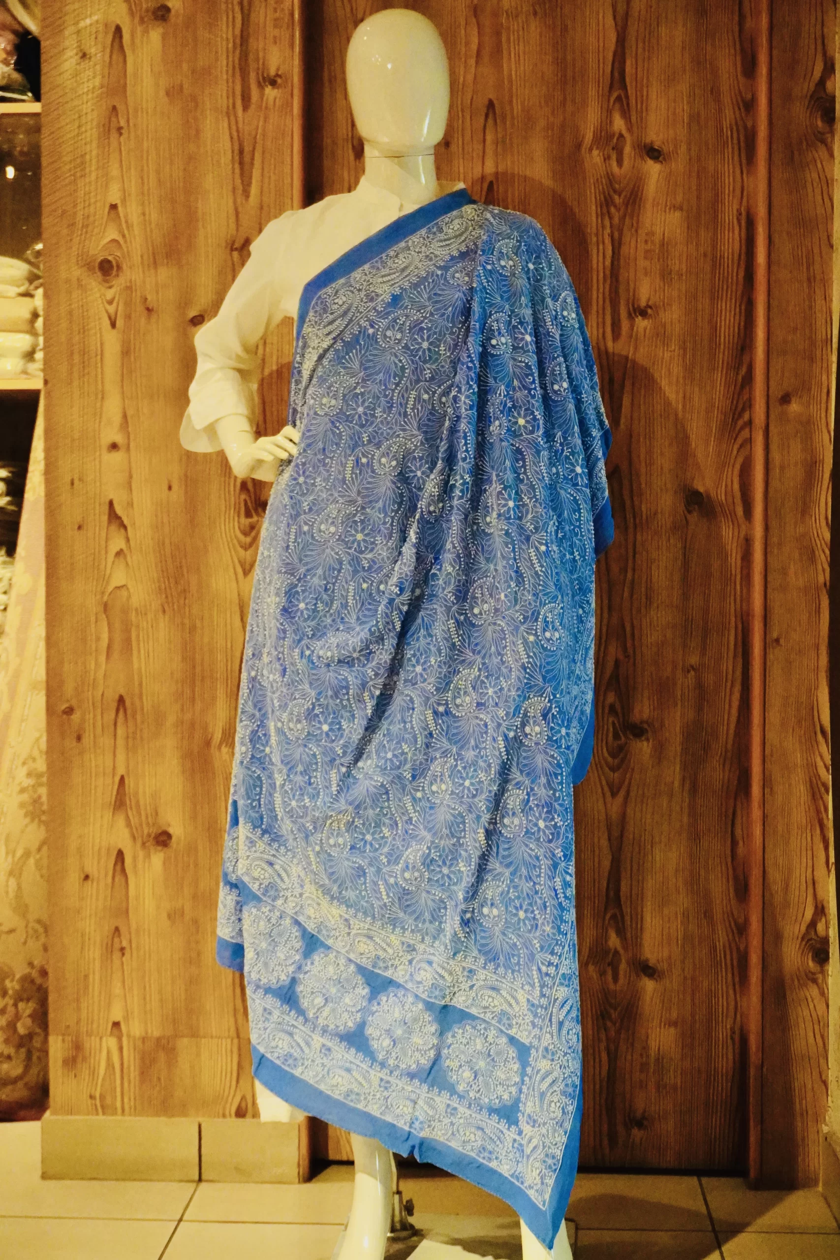 Georgette Dupatta Ocean Blue - Image 4