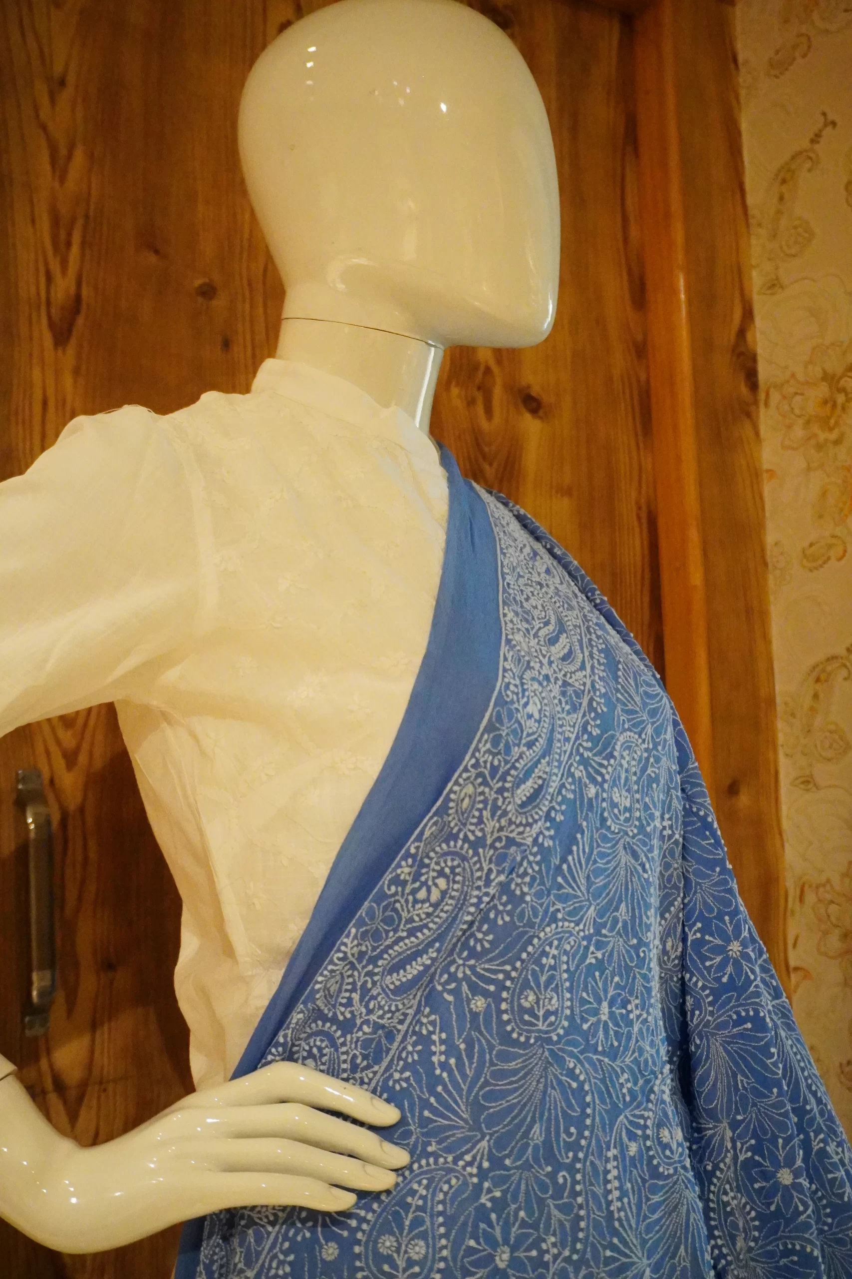 Georgette Dupatta Ocean Blue - Image 3