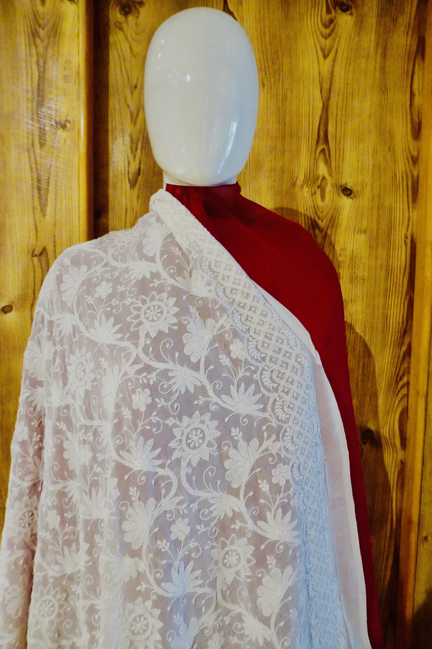 Dupatta Georgette Apple White - Image 3