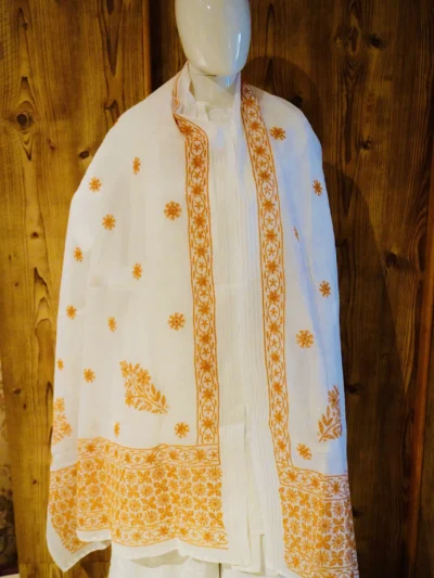 Dupatta Kota White & Orange