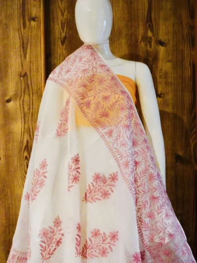 Saree Kota White & Pink